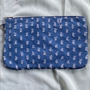 Blue Distressed Denim Clutch